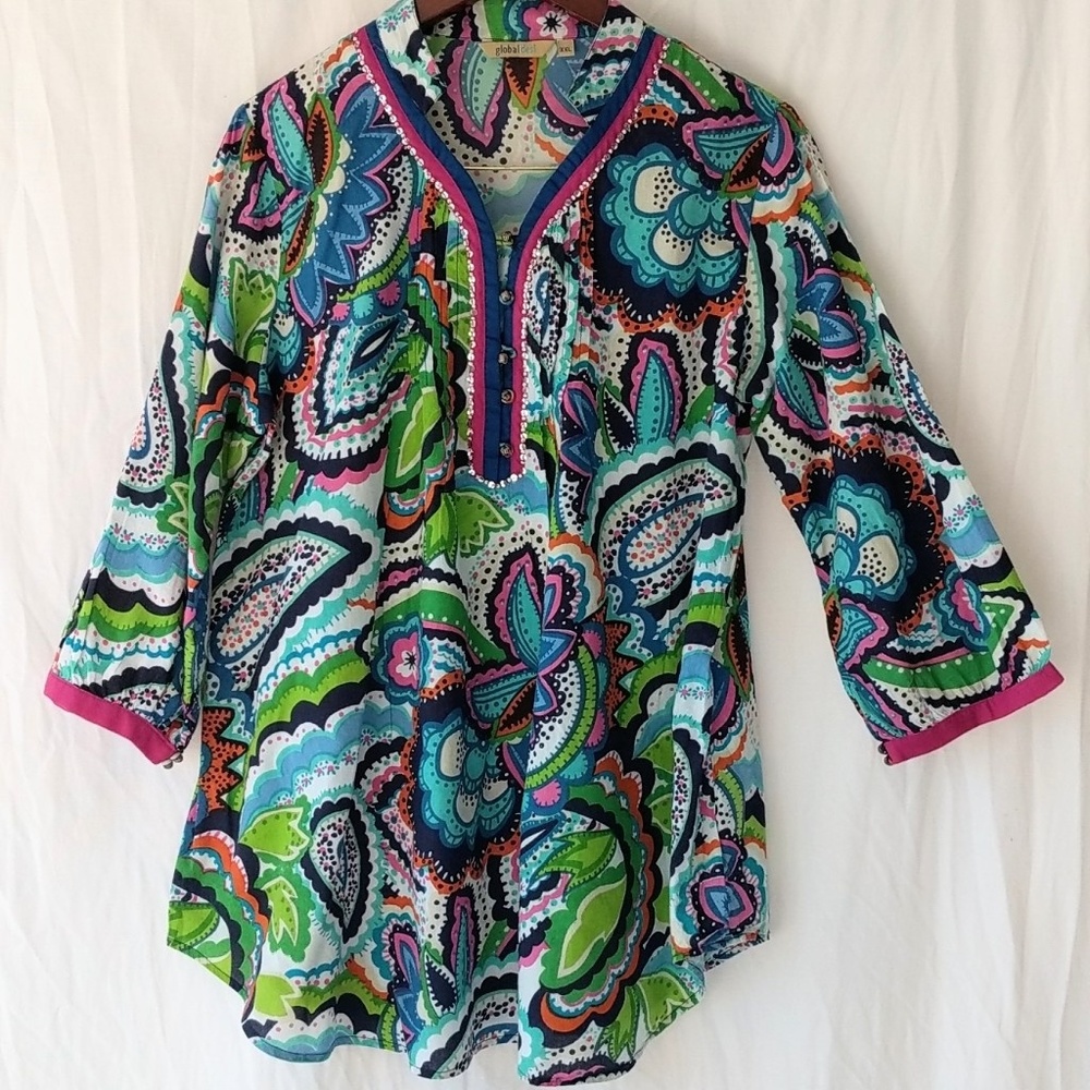 Global desi colorful top sz Xxl